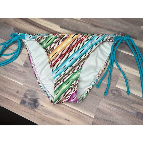 VM Striped Colorful Swimsuit Bikini Bottom Swim Bathing Suit Size Medium - Picture 3 of 7